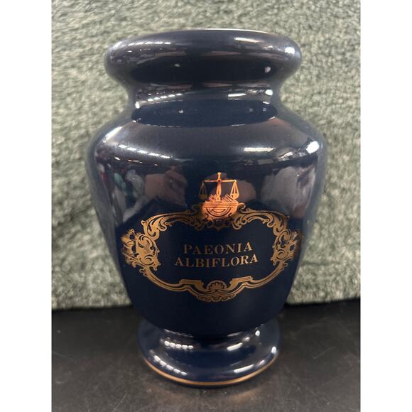 Apothecary Jar Dark Blue and Gold Eli Lilly Numbered Vintage - Picture 2 of 8